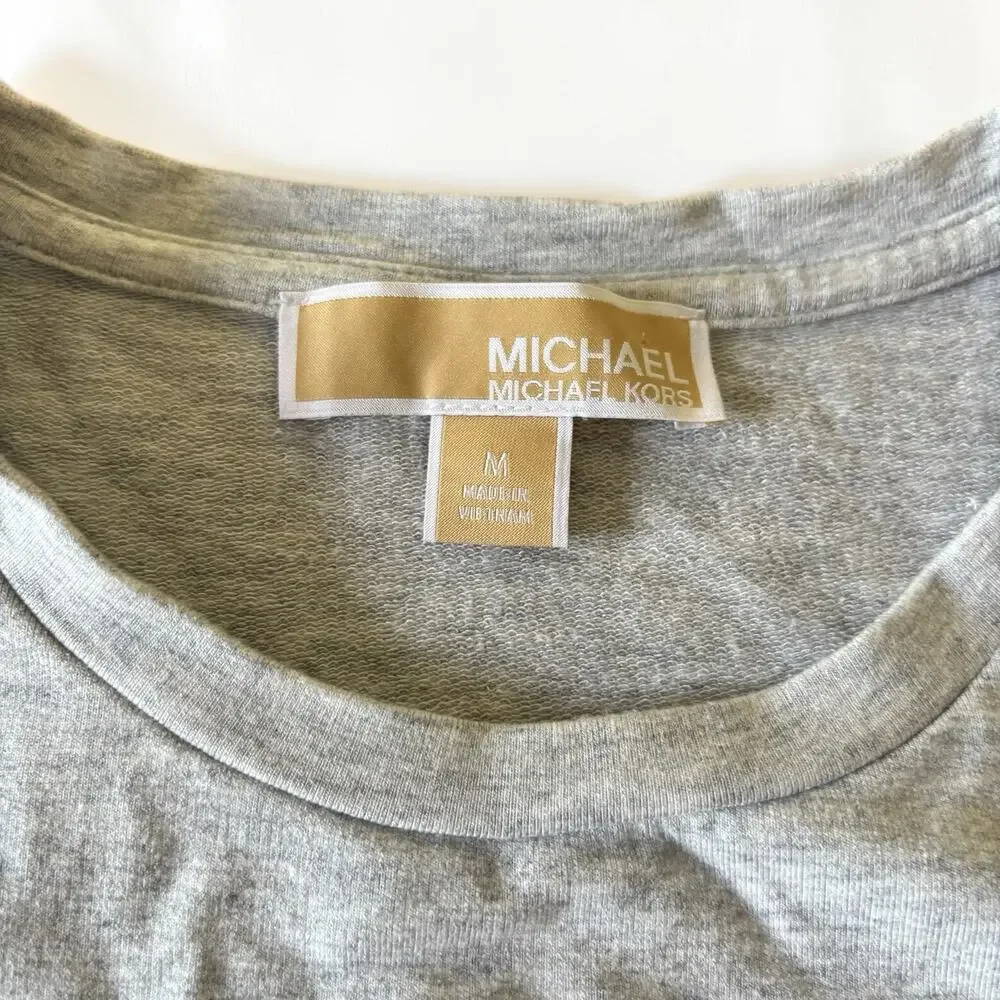 Women Michael Kors Gray Black Logo T-Shirt Top,Sz. M